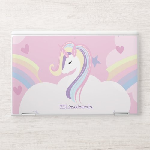 Modern Unicorn Rainbow Hearts_ Personalized HP Laptop Skin