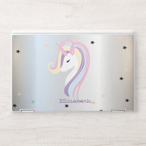 Modern Unicorn RainbowStars Silver HP Laptop Skin