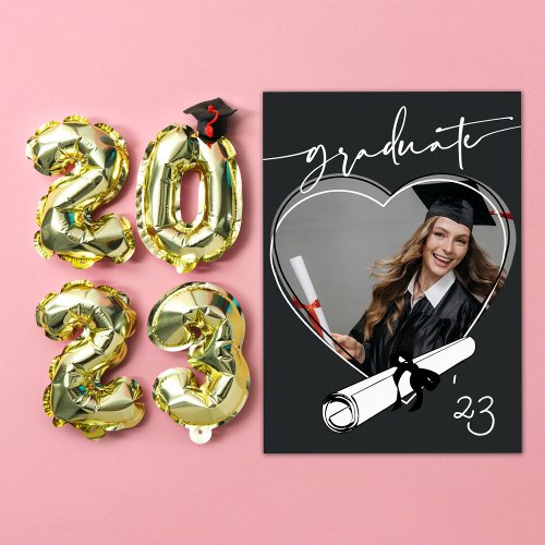 MODERN UNIGUE HEART FRAME Graduation Announcement