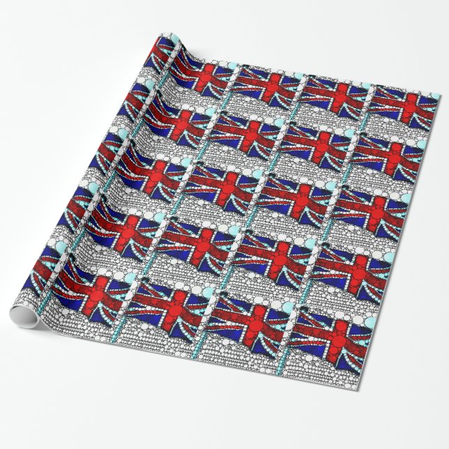 Modern Union Jack British Flag  Wrapping Paper (Unrolled)