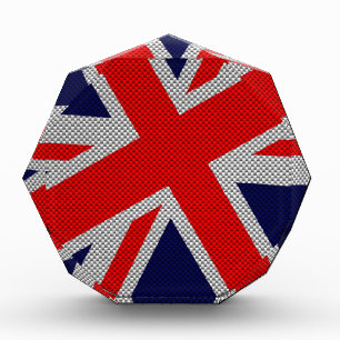 Modern Union Jack on Carbon Fiber Style Print Acrylic Award