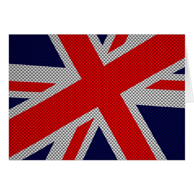 Modern Union Jack on Carbon Fiber Style Print Cards (Front Horizontal)