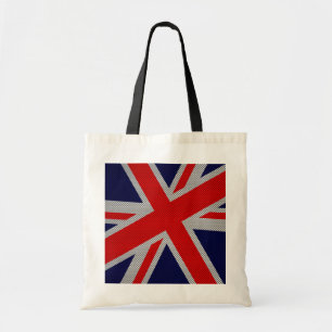 Modern Union Jack on Carbon Fiber Style Print Tote Bag