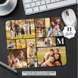 Modern Unique 11 Photo Collage Monogram Mouse Pad<br><div class="desc">Create your own monogrammed, custom color photo mouse pad with this easy-to-upload photo collage template featuring 11 pictures in various shapes and sizes, both horizontal and vertical to accommodate a wide variety of photo subjects in your choice of text and background colors (shown in white on black). ASSISTANCE: For help...</div>