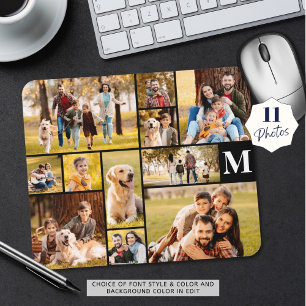 Modern Unique 11 Photo Collage Monogram Mouse Pad