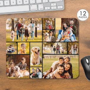 Modern Unique 12 Photo Collage Custom Mouse Pad