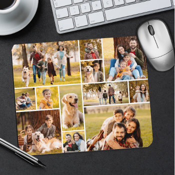 Modern Unique 12 Photo Collage Mouse Pad by MakeItAboutYou at Zazzle