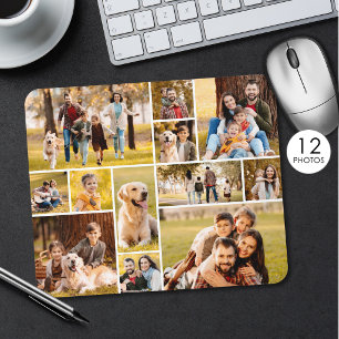 Modern Unique 12 Photo Collage Mouse Pad