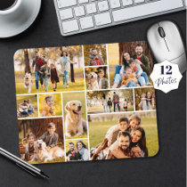 Modern Unique 12 Photo Collage Mouse Pad