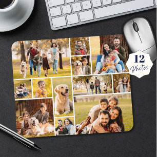 Modern Unique 12 Photo Collage Mouse Pad
