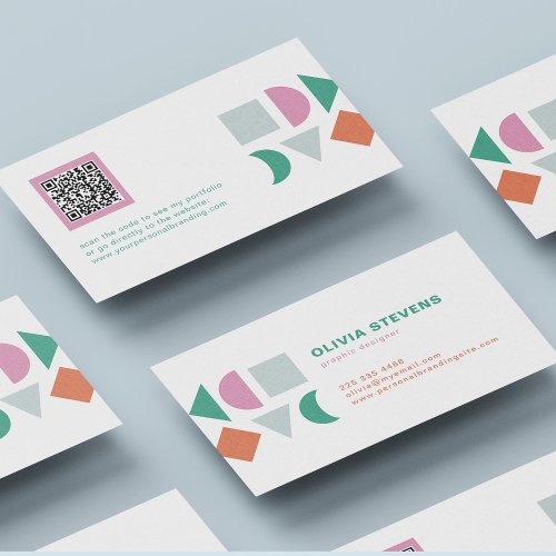 Modern unique abstract colorful QR code Business Card