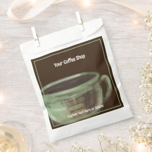 Modern Unique Art Coffee Shop Custom Text Favor Bag