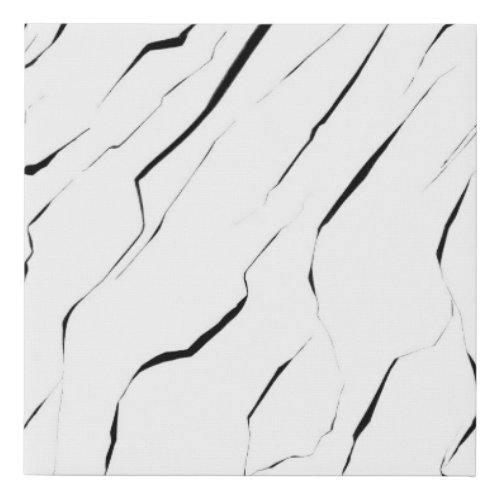 Modern Unique Black White Marble Pattern Faux Canvas Print