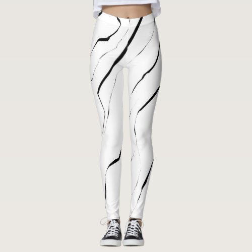 Modern Unique Black White Marble Pattern Leggings