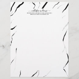 Modern Unique Black White Marble Pattern Letterhead