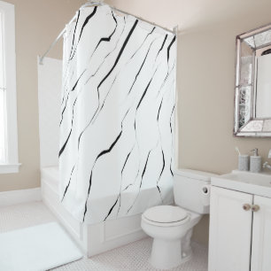 Modern Unique Black White Marble Pattern Shower Curtain