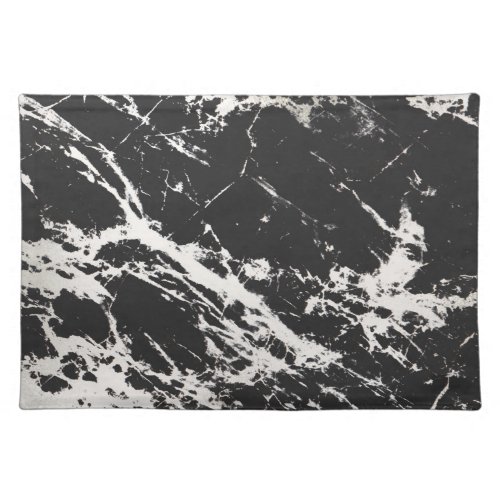 Modern Unique Black White Marble Stone Pattern Cloth Placemat