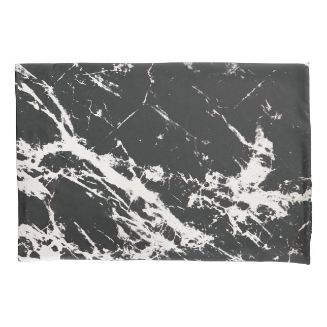 Modern Unique Black White Marble Stone Pattern Pillow Case (Front)