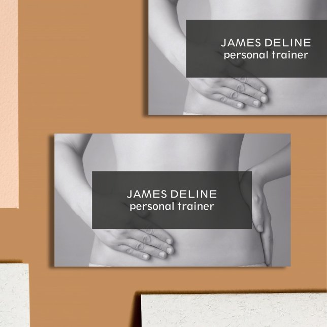 Modern Unique Black White Personal Trainer Business Card (Creator Uploaded)