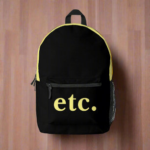 Modern Unique Black & Yellow Bold Typography Printed Backpack