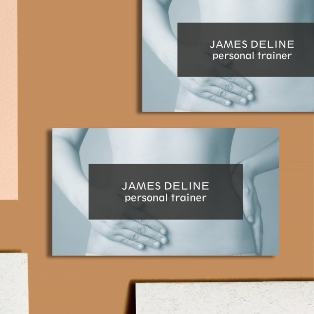 Modern Unique Blue Gray Personal Trainer Business Card (Creator Uploaded)