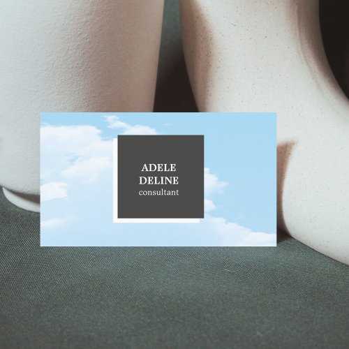 Modern Unique Blue Grey Interior Designer Business Card