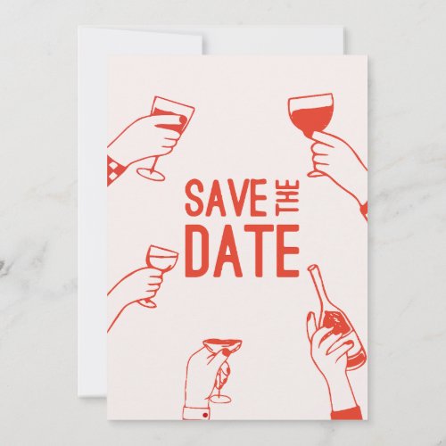 Modern unique bold funky red Save the Date Wedding Invitation