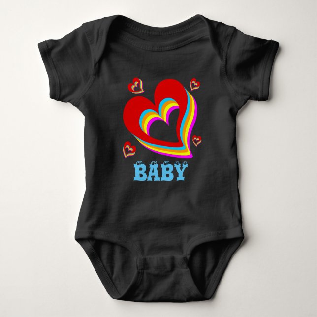 modern unique colorful heart baby customizable bodysuit (Front)