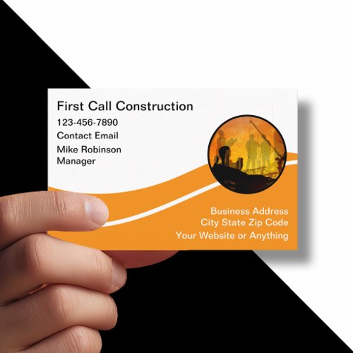 Modern Unique Construction Service  Business Card