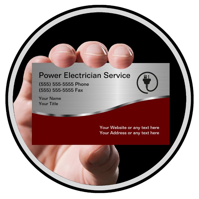 Modern Unique Electrician Business Card (Creator Uploaded)