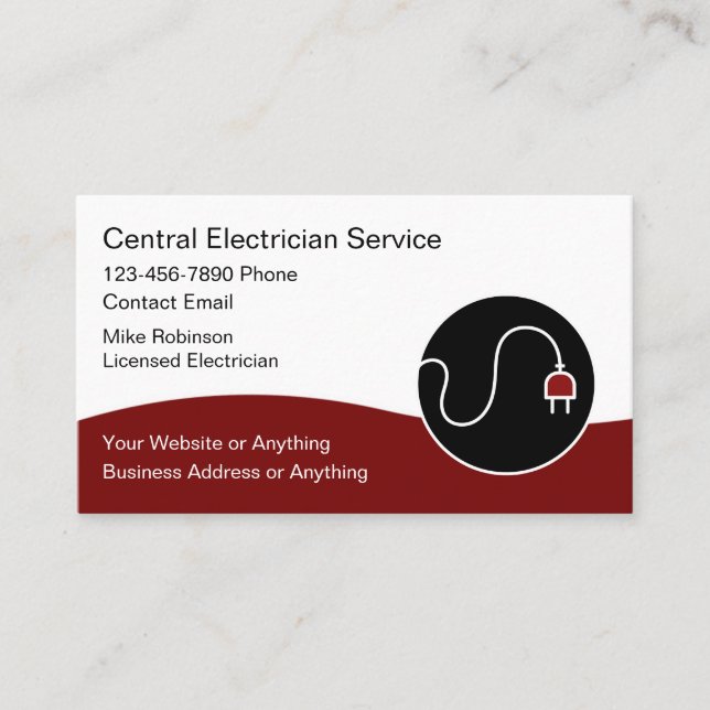 Modern Unique Electrician Business Cards (Front)