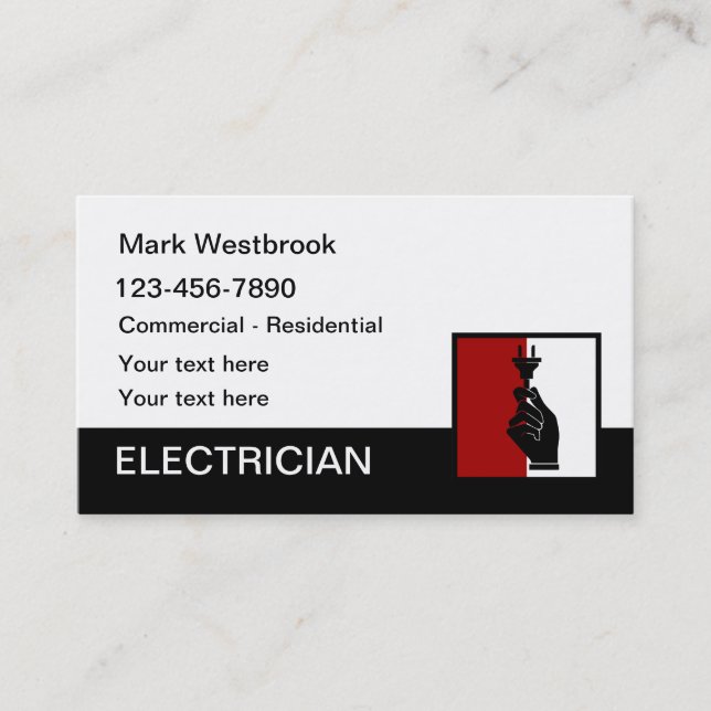 Modern Unique Electrician Theme Business Card (Front)