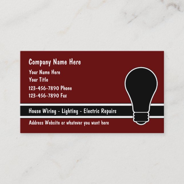 Modern Unique Electrician Theme Business Cards (Front)