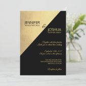 Modern Unique Elegant Black Faux Gold Foil Wedding Invitation (Standing Front)