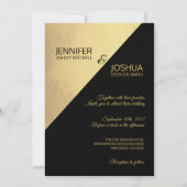 Modern Unique Elegant Black Faux Gold Foil Wedding Invitation (Front)