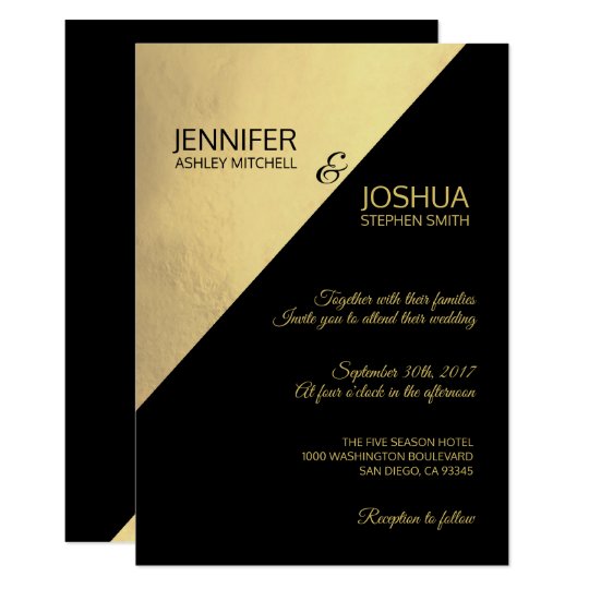 Modern Unique Elegant Black Gold Foil Wedding Invitation Modern Unique Elegant Black Gold Foil Wedding Invitation