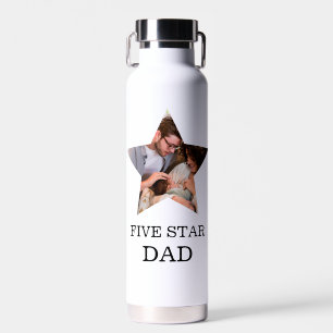 Modern Unique Fathers day Five star Dad 1 photo Water Bottle