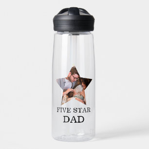 Modern Unique Fathers day Five star Dad 1 photo Water Bottle