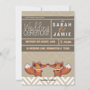 Modern Unique Foxes Wedding Couple Invite