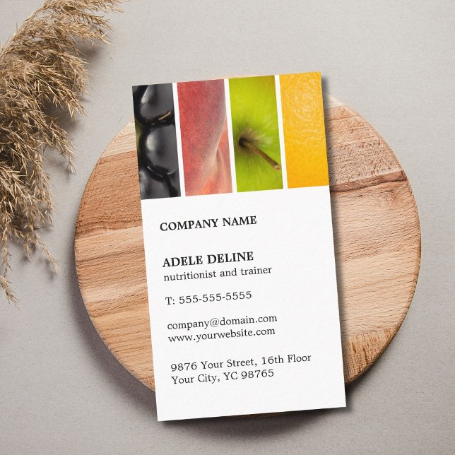 Modern Unique Fruits Nutritionist Trainer Business Card (Creator Uploaded)