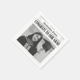Modern unique funny photo newspaper graduation napkins