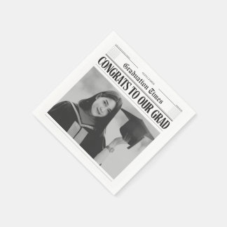 Modern unique funny photo newspaper graduation napkins