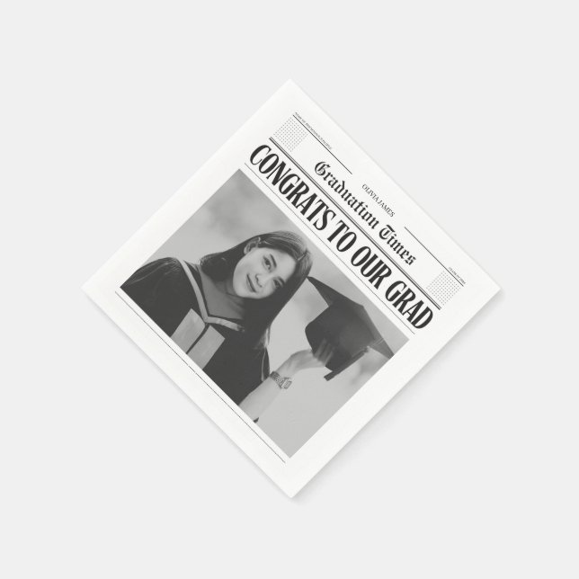 Modern unique funny photo newspaper graduation napkins (Corner)