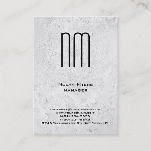 Modern unique grey wall texture monogram business card