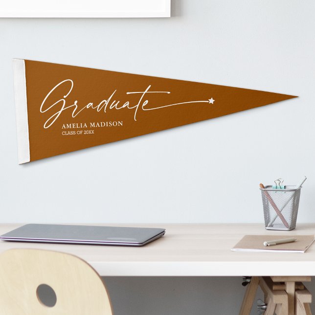 Modern Unique Handwritten Script Star Your Name Pennant Flag (Creator Uploaded)