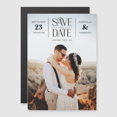 Modern Unique Hipster Type Photo Save the Date Magnetic Invitation