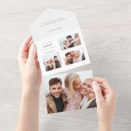 Modern Unique Holiday 3-Photo Dimensional Grid