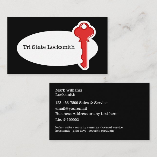 Modern Unique Locksmith Business Cards (Front/Back)