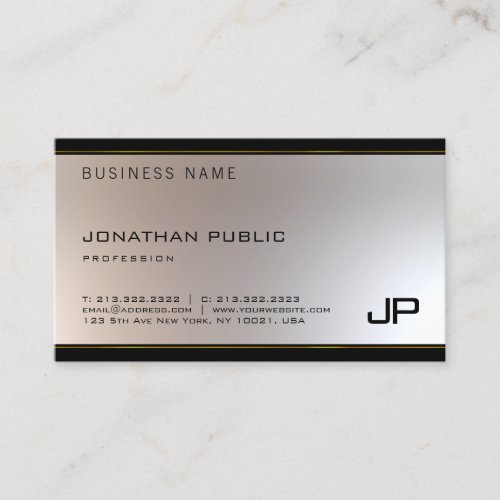 Modern Unique Monogram Glamour Gold Silver Nice Business Card