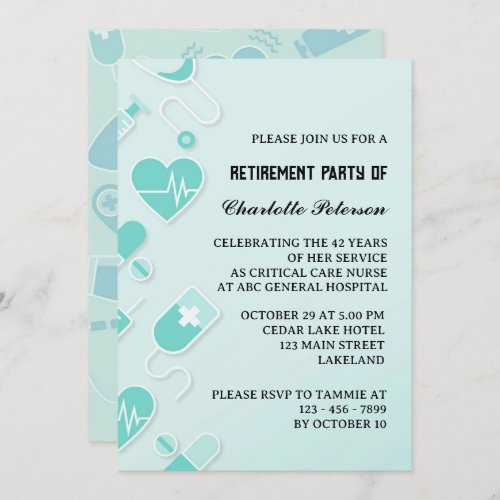 Modern  Unique Nurse Retirement Party  Invitation